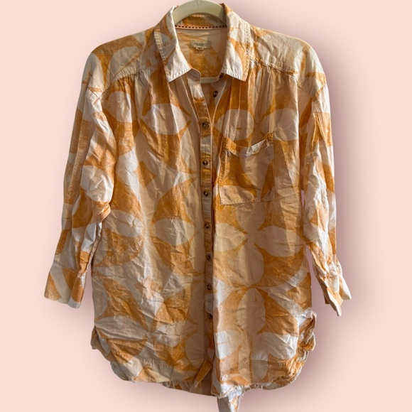 Anthropologie Pilcro Womens Boho Raw Hem Oversized Airy Button Down Shirt - Picture 2 of 7